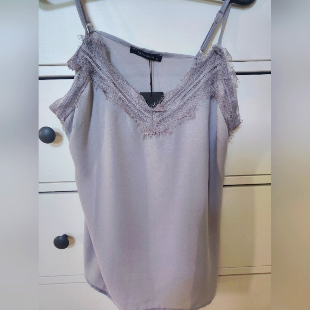 Trendyol Lilac Camisole with Lace Trim